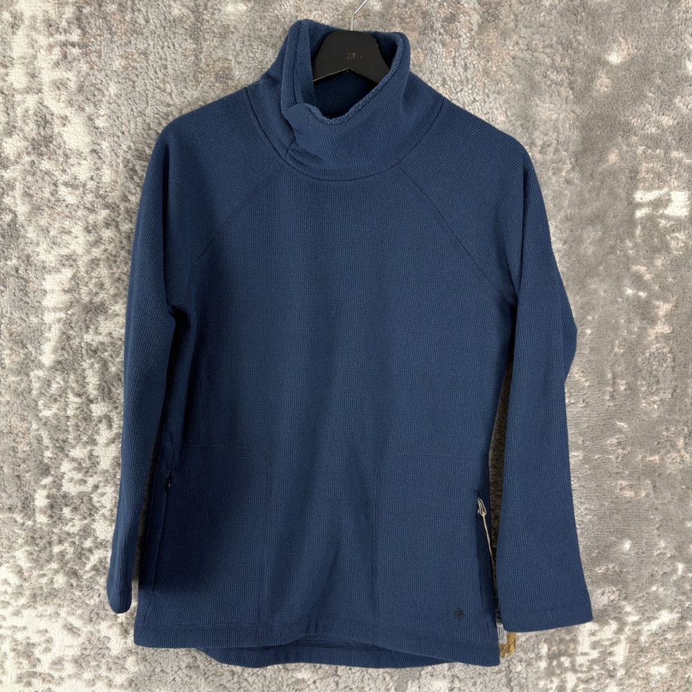 New Royal Robbins Size XS Connection Reversible Waffle Pullover Deep Blue Women